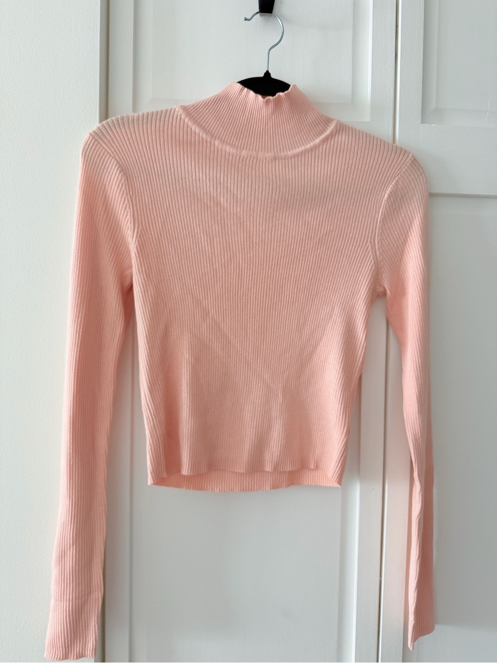 Ardene Pastel Pink Ribbed Mock Neck Crop Sweater S - Picture 6 of 9